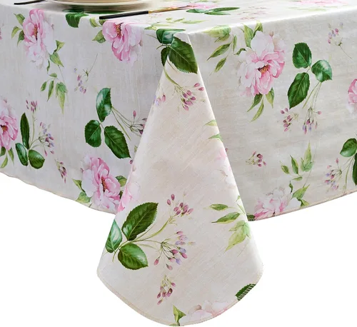 Vista 33 de LIBERECOO Mantel de vinilo resistente con reverso de franela, mantel de plástico impermeable a prueba de aceite, resistente a las manchas, lavable