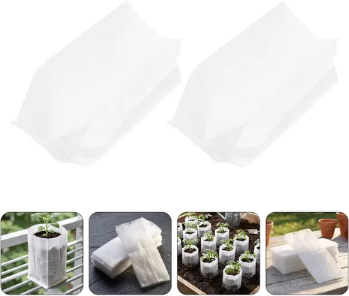 Vista 7 de 200pcs Non Woven Seedling Bags for Vegetables and Peppers, White
