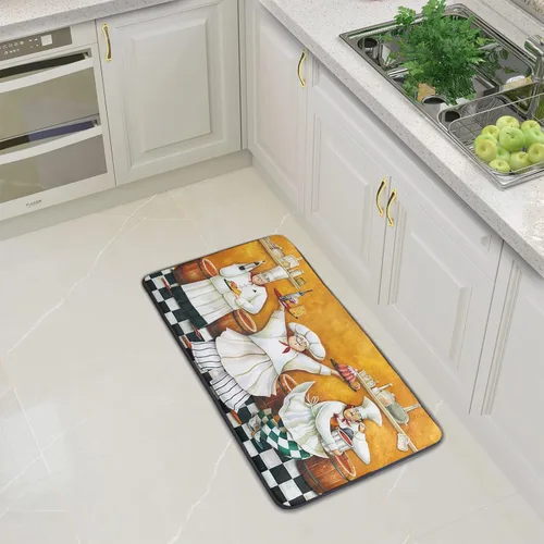 Vista 2 de Fat Chef - Alfombras y tapetes de cocina antideslizantes, lavables, acolchados, antifatiga para fregadero y baño, tapete de 39 x 20 pulgadas