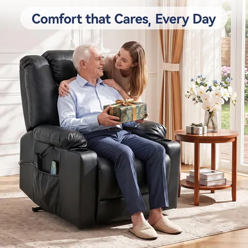 Vista 9 de Silla reclinable Power Lift para personas mayores con puertos USB y tipo C Negro