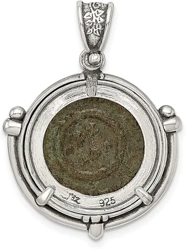 Vista 3 de Ancient Coins - Collar con dije de plata de ley 925 de bronce constantino con dije de moneda en L certificado de autenticidad bisel fino para mujer