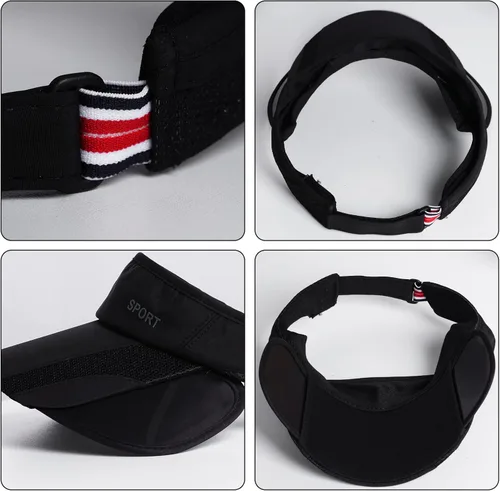 Vista 3 de Paquete de 2 sombreros de verano con visera para el sol, ajustable, para mujer, protección UV, con ala retráctil, viseras de tenis, multicolor