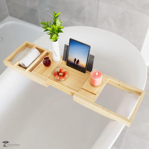 Vista 8 de ToiletTree Products Carrito de bañera de bambú con lados extensibles y soporte ajustable para libros (Deluxe)