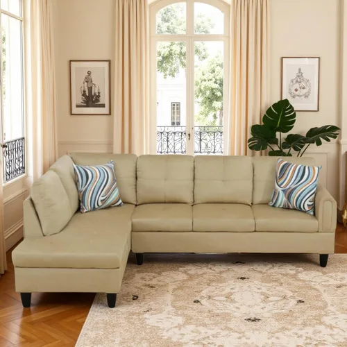 Vista 4 de Sofá seccional en forma de L con chaise, 3 piezas modulares, sofá convertible para juegos de muebles de sala de estar y apartamentos pequeños