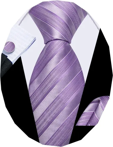 Vista 327 de Barry.Wang Juego de corbatas para hombre, corbata de seda a rayas, tejido a cuadros, gemelos formales, negocios, boda
