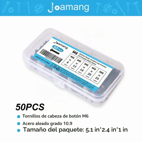 Vista 4 de Tornillos de cabeza de botón M6 x 8 mm, 12 mm, 16 mm, 20 mm, 25 mm, tornillos de cabeza de botón, acero de aleación de grado 10.9, acabado de óxido