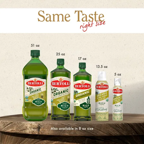 Vista 9 de Aceite de oliva extra virgen orgánico Bertolli, sabor rico, 25.36 onzas líquidas