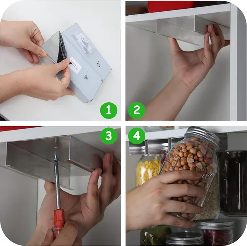 Vista 5 de Organizador de Frascos Mason, Estante para Frascos Mason para Almacenamiento de Alimentos, Soporte para Frascos de Conservas Debajo del Gabinete
