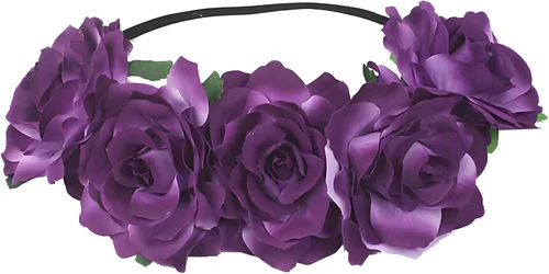 Vista 6 de Diadema de corona floral rosa guirnalda de flores para festival de boda Negro