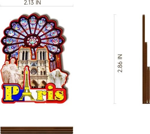 Vista 3 de Imán de madera de Francia París 3D para nevera, recuerdos coleccionables, decoración hecha a mano, artesanías 2