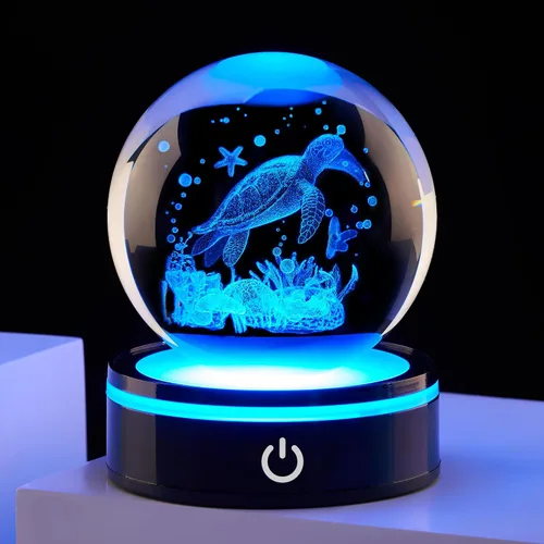 Vista 13 de Estatua de bola de cristal 3D, regalo de bola de vidrio del océano femenino, adecuada para amigas y amigos masculinos, graduados, amigos, colegas