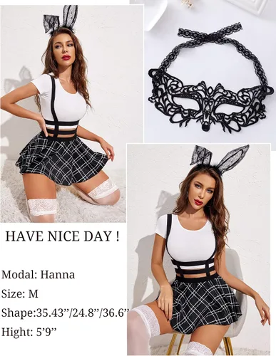 Vista 3 de Avidlove - Falda sexy para mujer, acampanada, plisada, corta con tirantes