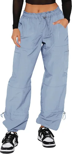 Vista 21 de DISCIPBUSH Pantalones cargo holgados para mujer, pantalones de paracaídas para mujer, pantalones rave, pantalones Y2K, trajes de festival para mujer