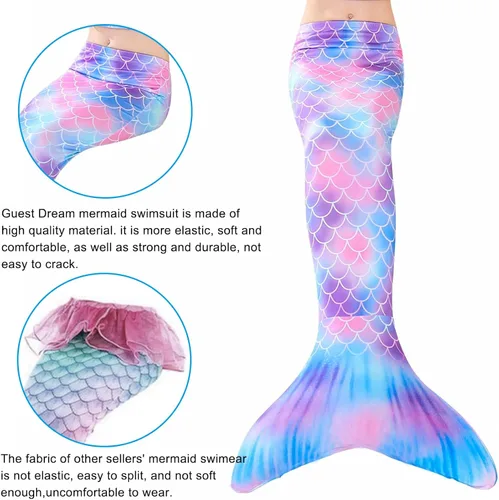 Vista 5 de Mermaid Tails - Traje de baño de princesa para niñas Cerulean