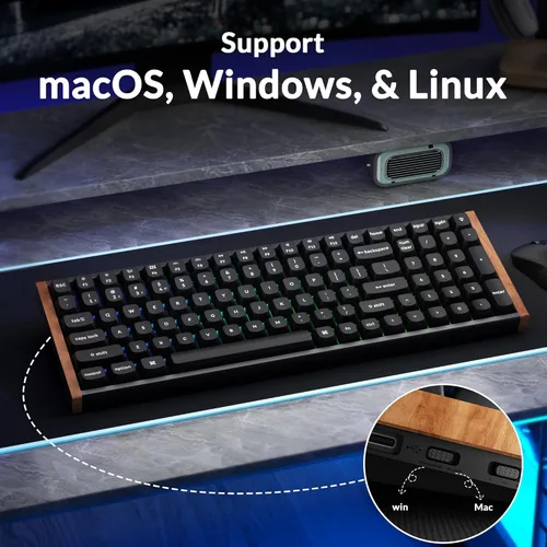 Vista 3 de Keychron K4 HE - Teclado mecánico inalámbrico compacto 96% con efecto Hall con teclado numérico, interruptor magnético, activación rápida, RGB