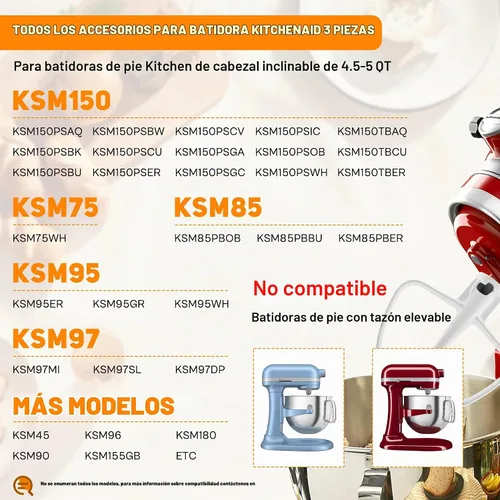 Vista 3 de KitchenAid - Juego de 3 accesorios para batidora de pie inclinable