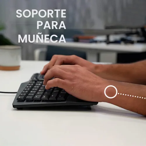 Vista 4 de Perixx PERIBOARD-335BL - Teclado compacto mecánico ergonómico con cable, interruptores azules de bajo perfil, función programable con teclas macro