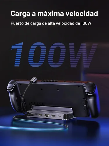 Vista 5 de UGREEN Base de conexión de Steam Deck 6 en 1 USB C con 4K @60Hz HDMI, Gigabit Ethernet, PD 100W carga 1xUSB C 2X USB 3.0 compatible con Steam Deck