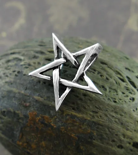 Vista 5 de Woot & Hammy Tiny Second Degree Inverted Pentagram Pendant Necklace Baphomet Satanic Symbol with 20" (18" + 2" extender) Sterling Silver Chain