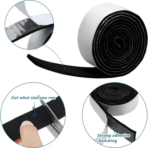 Vista 3 de Shappy Paquete de 2 tiras de fieltro con parte trasera adhesiva, rollo de cinta de fieltro, antideslizantes, autoadhesivas, cortables para muebles
