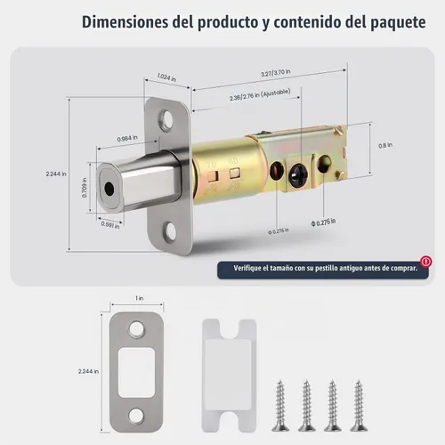 Vista 4 de Pestillo de cerrojo ajustable con cierre de repuesto de 2-3/8 pulgadas o 2-3/4 pulgadas con caja de polvo para cerrojo de un solo cilindro