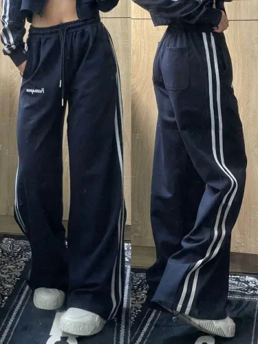Vista 2 de RICHTRUE Pantalones deportivos Y2k para mujer, pantalones holgados Y2k, pantalones de paracaídas Y2k, ropa Y2k, pantalones Y2k para mujer