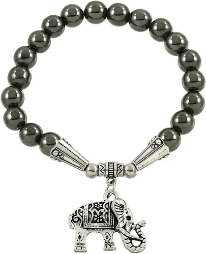 Vista 16 de Falari brazalete de piedras naturales de amuleto de elefante