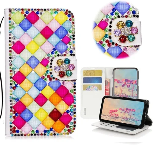 Vista 7 de Bling Wallet - Funda de piel compatible con iPhone 11, elegante, hecha a mano en 3D, diseño de mariposa, rosas, flores y diamantes de imitación