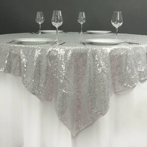 Vista 10 de Efavormart - Mantel cuadrado de lentejuelas de lujo de 72 x 72 pulgadas, mantel cuadrado champán para bodas, fiestas, eventos, banquetes