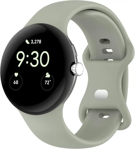 Vista 10 de Correa Compatible con Google Pixel Watch 1/2/3/4 (41mm), Pulsera de Reemplazo de Silicona Suave Deportiva para Google Pixel Watch 41mm Blanco
