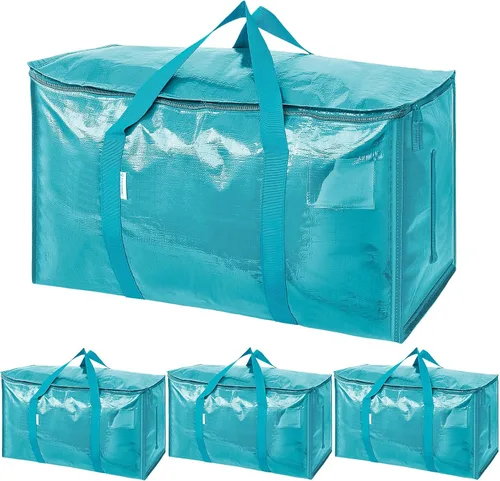 Vista 19 de TICONN Paquete de 2 bolsas de mudanza extra grandes resistentes con cremalleras y asas de transporte, bolsas de almacenamiento duraderas
