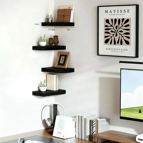 Vista 6 de Estantes flotantes de baño para pared, estantes de baño sobre el inodoro, estantes de pared y estante para libros, estante colgante, estantes