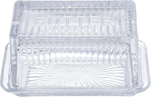 Vista 10 de Tablecraft Plato individual, vidrio transparente, mantequilla en relieve, 7 x 3 x 2.75, paquete de 6