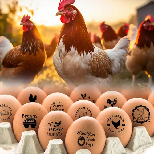 Vista 7 de Terwex Sellos de huevos personalizados para huevos frescos, sello de huevo personalizado con tu marcador de marca único, sello de huevo de larga