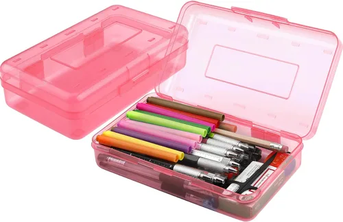 Vista 14 de Estuche para lápices, caja para lápices, estuche transparente para lápices, paquete de 3 estuches de plástico para lápices, estuche para lápices