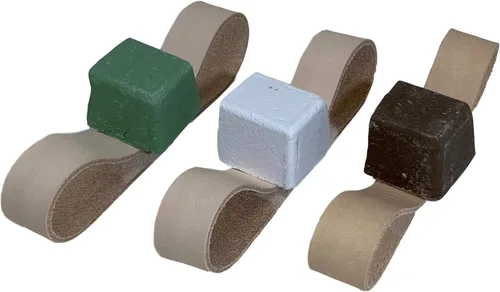 Vista 9 de Leatherbeltman - Paquete de 3 cinturones de cuero de 3/4 x 12 pulgadas para Ken Onion Work Sharp - Incluye compuestos de pulido verde, blanco