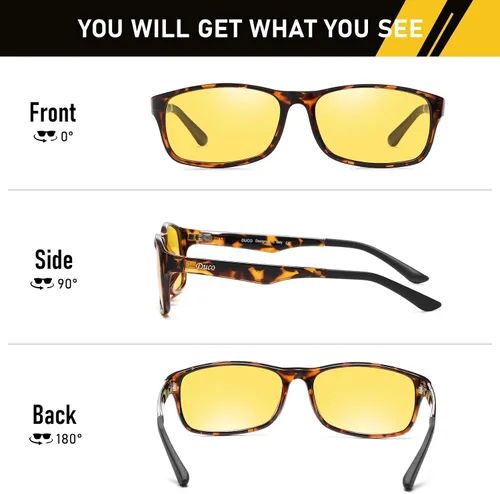 Vista 2 de DUCO Gafas de visión nocturna para hombres y mujeres, antirreflejos, lentes de conducción nocturna, polarizados, protección UV400, lentes amarillos