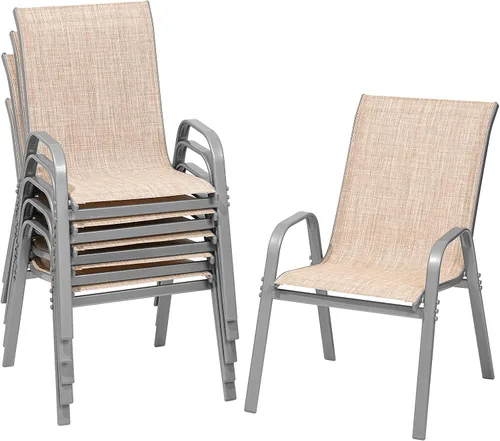Vista 15 de ONBRILL Juego de 4 sillas de patio, sillas de comedor apilables para Gris