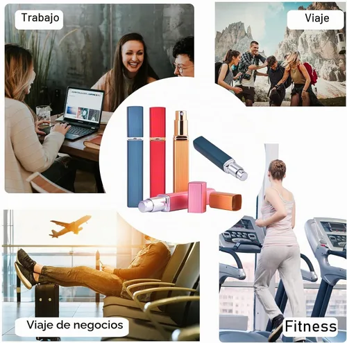 Vista 5 de Botella atomizadora de perfume de 0.4 fl oz, recargable, mini botella de spray portátil, estuche de bomba de aroma, con herramienta dispensadora