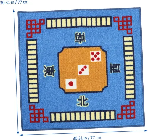 Vista 5 de Funda para Mahjong Mat 1pc Azul Cuadrado Mesa Mat Antideslizante para Juegos de Poker