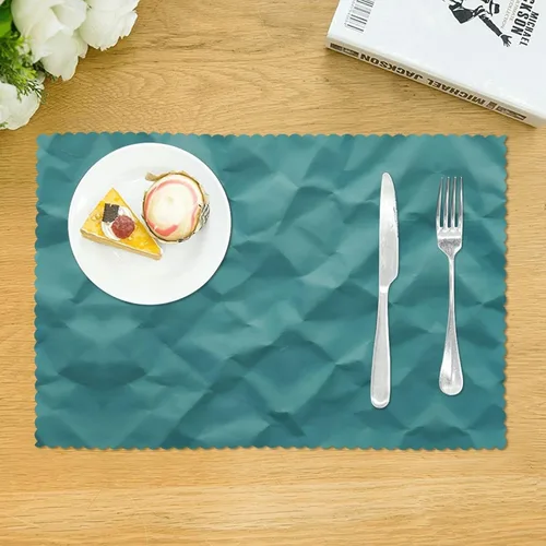 Vista 3 de Rectangular Placemats Set of 4, Heat Resistant Origami Fold Printed Kitchen Dining Table Mats