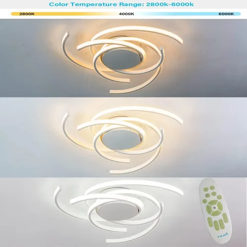 Vista 6 de Lámpara de techo LED regulable para sala de estar, moderna lámpara de techo de flores con control remoto, lámpara colgante para comedor, lámpara