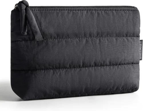 Vista 18 de BAGSMART Pequeña bolsa de maquillaje, neceser portátil esponjoso con cierre de cremallera con encanto, organizador de viaje resistente al agua