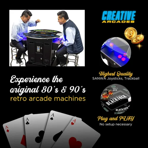 Vista 2 de Creative Arcades - Máquina de grado comercial de tamaño completo, mesa arcade estilo pub para gabinete de 2 jugadores para el hogar, 60