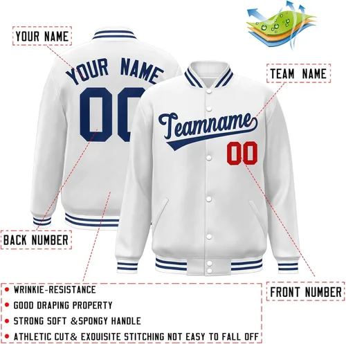 Vista 2 de KXK Chaquetas de béisbol deportivas personalizadas para hombres y mujeres jóvenes, abrigo ligero personalizado cosido con número de nombre