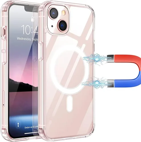 Vista 15 de Funda magnética transparente para iPhone 7 Plus, compatible con MagSafe, protección de grado militar, parte trasera dura resistente al amarillo