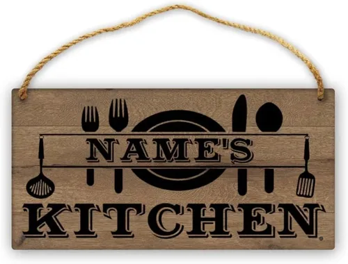 Vista 22 de Letrero de cocina de madera personalizado con sazonado con amor, accesorios de cocina, decoración de pared, regalos