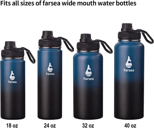 Vista 2 de Farsea Tapa de boquilla para botellas de agua con aislamiento deportivo de boca ancha