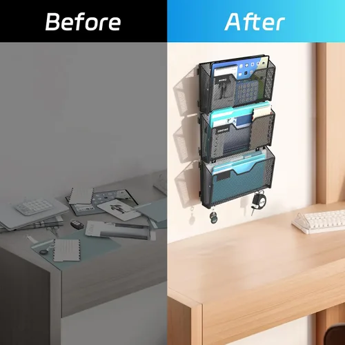 Vista 6 de SUPEASY Paquete de 6 soportes para archivos de pared y organizador