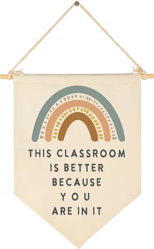 Vista 19 de Letrero de pared para aula, regalo para profesores, decoración inspiradora de vuelta a la escuela, bandera de pared con texto en inglés "Let's Root